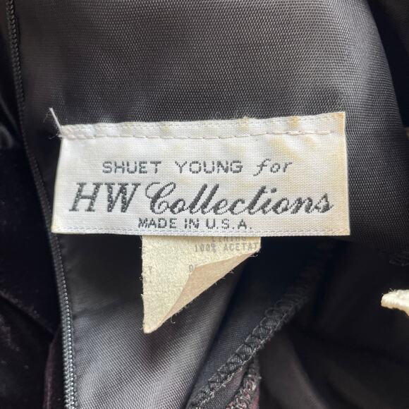 Gothic Velvet Dress Medium Lace Puff Sleeve Satin Edwardian Royal Vamp 80's - Picture 9 of 11